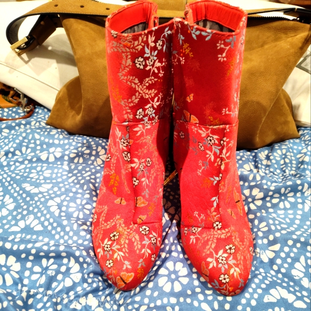 Ted Baker Red Floral Ankle Booties
